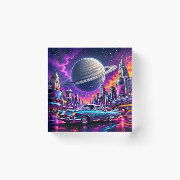 Item preview, Retro Synthwave Neon City Classic Car Cosmic Planet designed and sold by Herodestroyer.