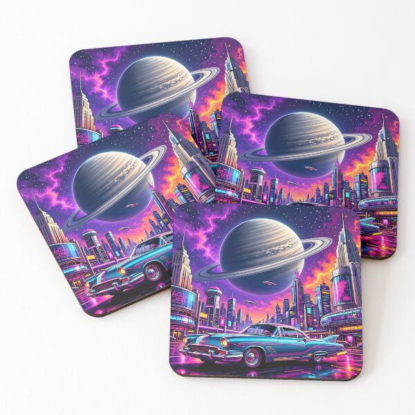 Item preview, Retro Synthwave Neon City Classic Car Cosmic Planet designed and sold by Herodestroyer.
