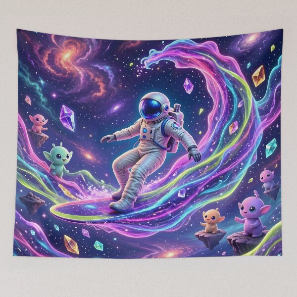 Item preview, Cosmic Astronaut Surfing Galaxy Wave Cute Aliens designed and sold by Herodestroyer.