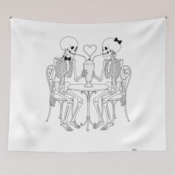 Item preview, Skeleton Couple Sharing a Romantic Milkshake designed and sold by Qenlo.