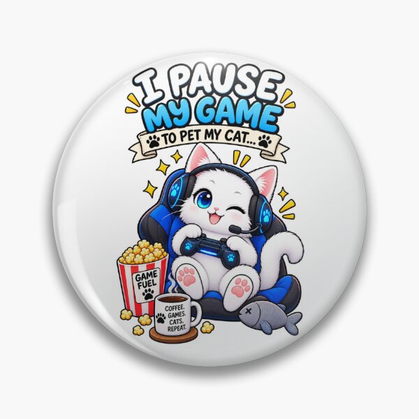 Item preview, Cute Gamer Cat – I Pause My Game to Pet My Cat Funny Gaming Design designed and sold by JrNergal.