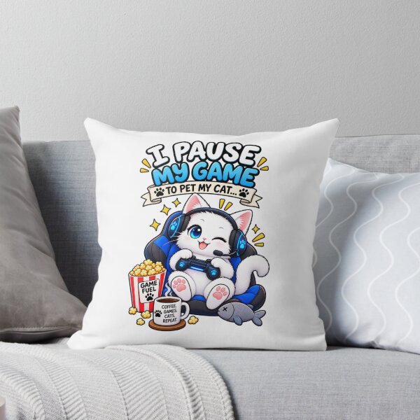 Item preview, Cute Gamer Cat – I Pause My Game to Pet My Cat Funny Gaming Design designed and sold by JrNergal.
