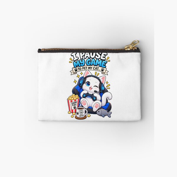 Item preview, Cute Gamer Cat – I Pause My Game to Pet My Cat Funny Gaming Design designed and sold by JrNergal.