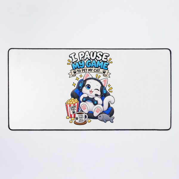 Item preview, Cute Gamer Cat – I Pause My Game to Pet My Cat Funny Gaming Design designed and sold by JrNergal.