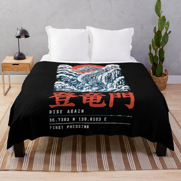Item preview, 登竜門 rising dragon waterfall woodblock streetwear back-print tee designed and sold by WAVE-JP.