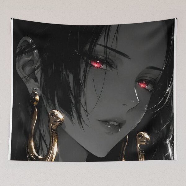 Item preview, Crimson Eyes Serpent Queen – Dark Anime Woman Gold Snake Earrings designed and sold by Dyan4.