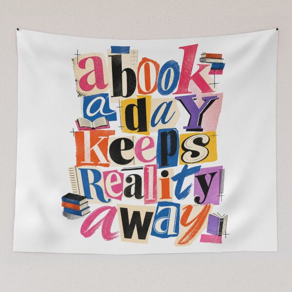 Item preview, A Book A Day Keeps Reality Away Reading Quote Art designed and sold by Vision Crafted.