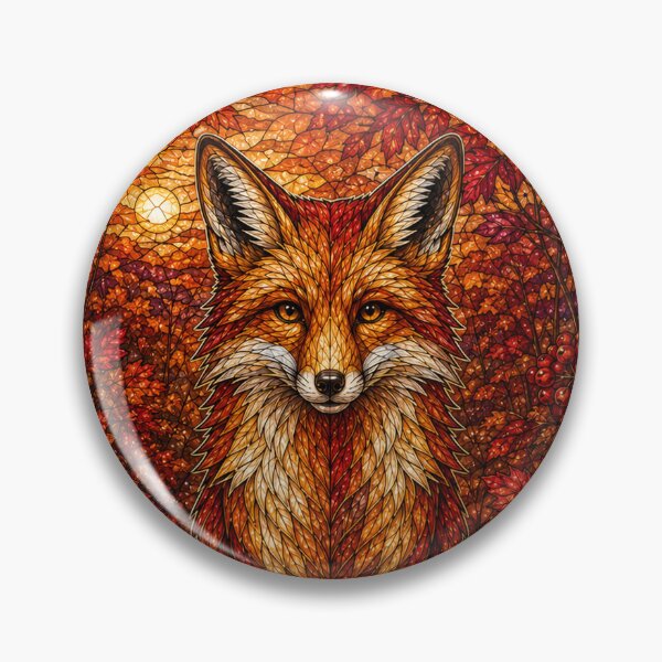 Item preview, The Autumn Fox – A flamboyant spirit in stained glass designed and sold by Pixel Otaku Gallery.