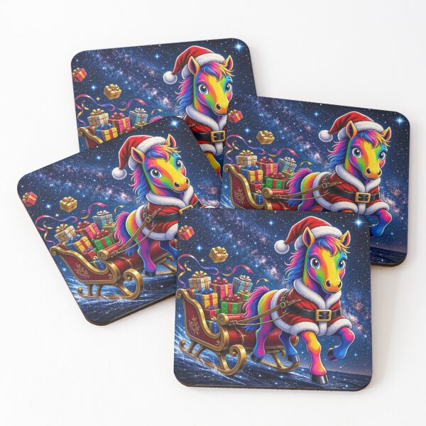 Item preview, Rainbow Christmas Unicorn in Cosmic Sleigh designed and sold by Breezes-of-Ida.