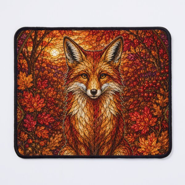 Item preview, The Autumn Fox – A flamboyant spirit in stained glass designed and sold by Pixel Sakura Gallery.