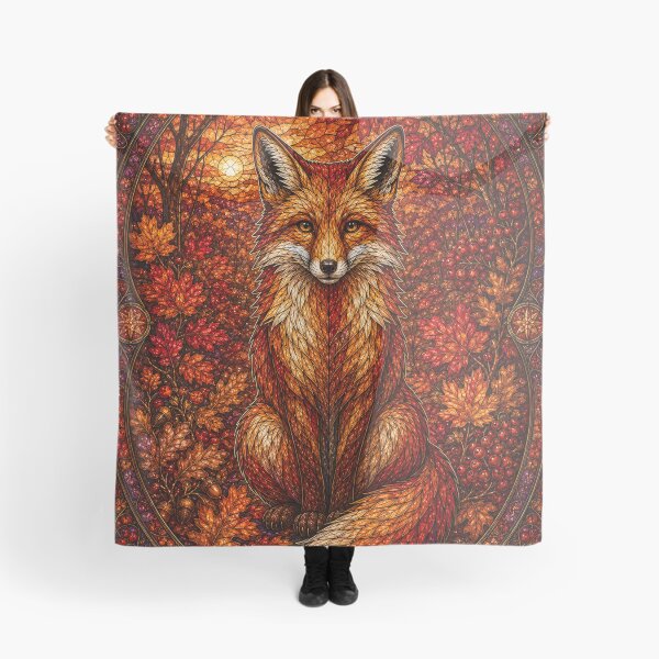 Item preview, The Autumn Fox – A flamboyant spirit in stained glass designed and sold by Pixel Sakura Gallery.