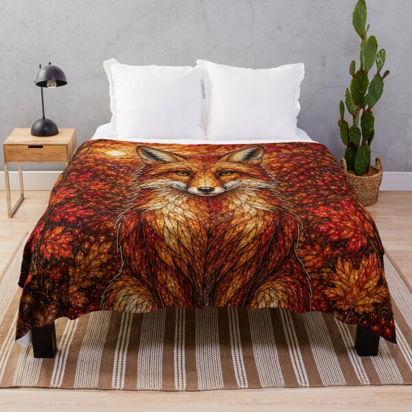 Item preview, The Autumn Fox – A flamboyant spirit in stained glass designed and sold by Pixel Otaku Gallery.