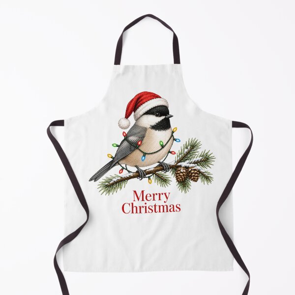 Item preview, Black-Capped Chickadee Christmas – Merry Christmas Bird with Santa Hat & Lights designed and sold by SVALANART.