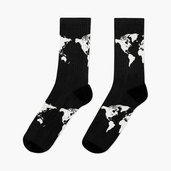 Item preview, Black and white world map designed and sold by Sock Garden.