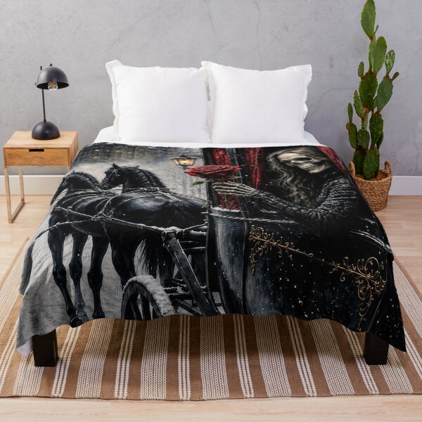 Item preview, Gothic Skeleton Carriage – Skull Grim Reaper with Red Rose in Winter designed and sold by DrakariArt.