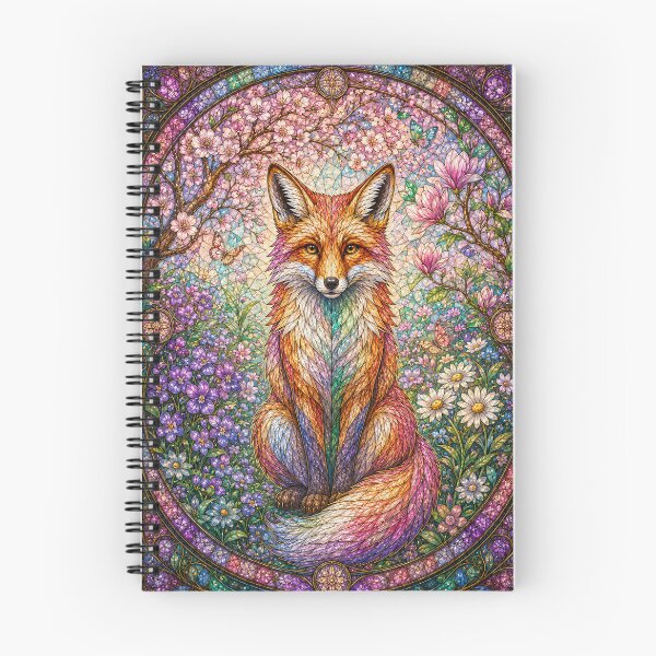 Item preview, The Spring Fox – Floral Spirit in Stained Glass designed and sold by Pixel Otaku Gallery.