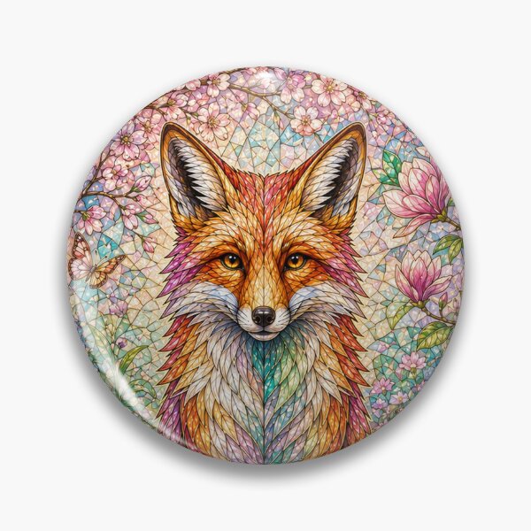 Item preview, The Spring Fox – Floral Spirit in Stained Glass designed and sold by Pixel Sakura Gallery.