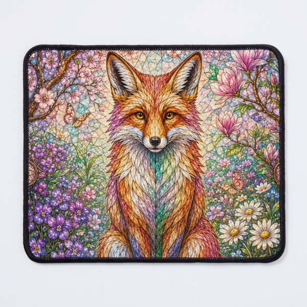 Item preview, The Spring Fox – Floral Spirit in Stained Glass designed and sold by Pixel Sakura Gallery.
