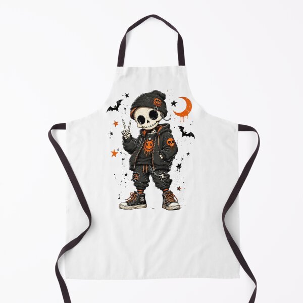 Item preview, Goth Skeleton Halloween, Punk Skeleton Streetwear, Spooky Skull Orange Black, Dark Aesthetic designed and sold by LandFinStudio.