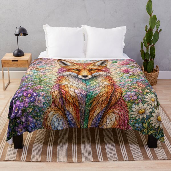 Item preview, The Spring Fox – Floral Spirit in Stained Glass designed and sold by Pixel Otaku Gallery.