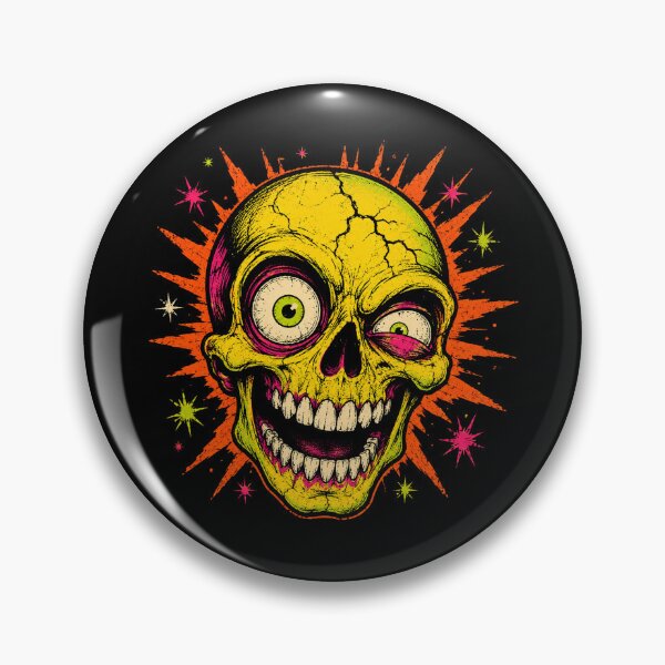 Item preview, Neon Crazy Skull – Retro Psychedelic Halloween Horror designed and sold by WILLIAMS-BR.