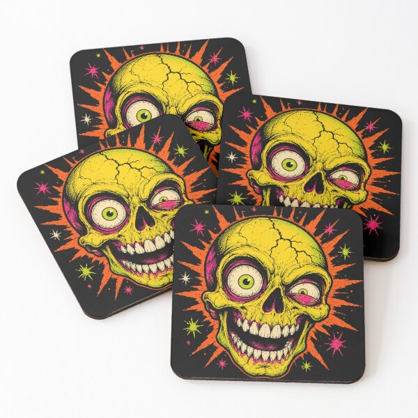 Item preview, Neon Crazy Skull – Retro Psychedelic Halloween Horror designed and sold by WILLIAMS-BR.