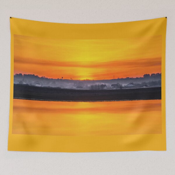 Item preview, Fiery Horizon Sunset and Lake Reflection designed and sold by ElinaArtPhoto.