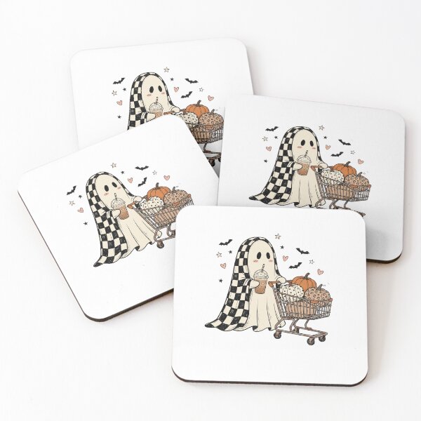 Item preview, Checkerboard Ghost Goes Pumpkin Shopping designed and sold by Tee Studio.