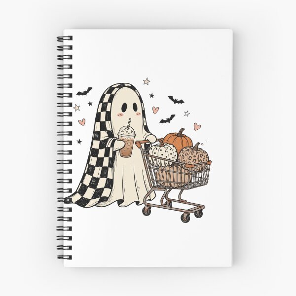 Item preview, Checkerboard Ghost Goes Pumpkin Shopping designed and sold by Tee Studio.