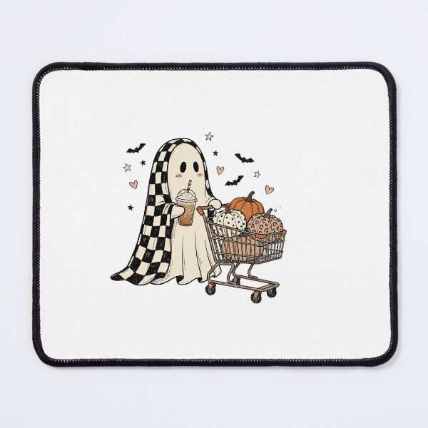 Item preview, Checkerboard Ghost Goes Pumpkin Shopping designed and sold by Tee Studio.