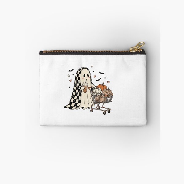 Item preview, Checkerboard Ghost Goes Pumpkin Shopping designed and sold by Tee Studio.