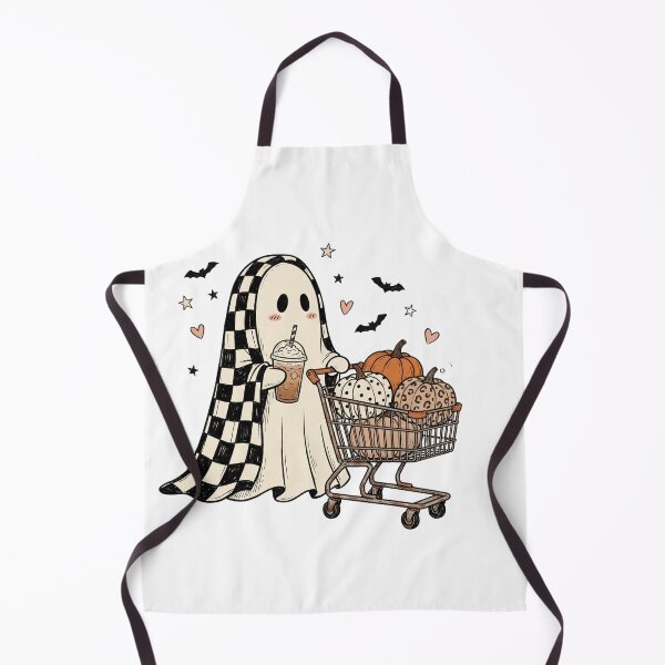 Item preview, Checkerboard Ghost Goes Pumpkin Shopping designed and sold by Tee Studio.