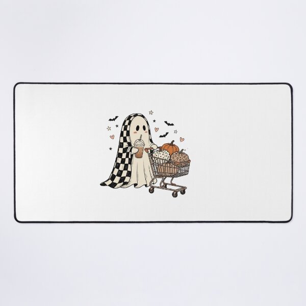 Item preview, Checkerboard Ghost Goes Pumpkin Shopping designed and sold by Tee Studio.