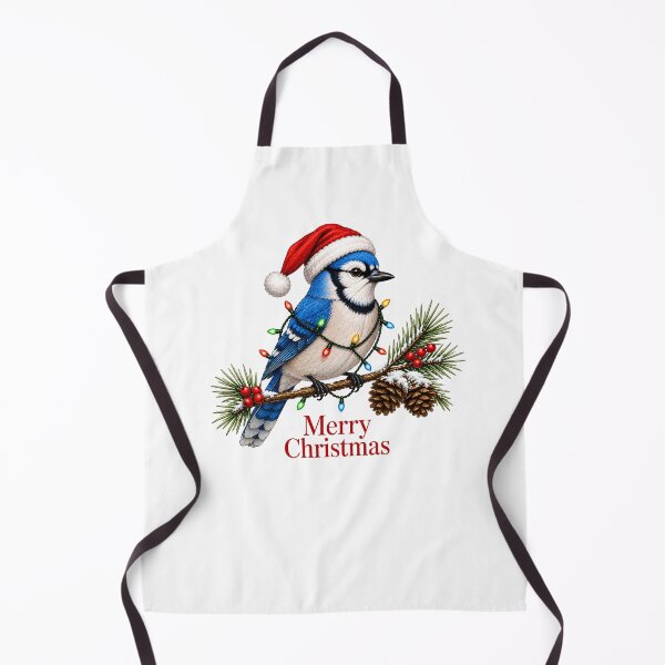 Item preview, Blue Jay Christmas – Merry Christmas Bird with Santa Hat & Christmas Lights designed and sold by SVALANART.