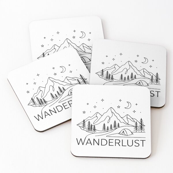 Item preview, Wanderlust Mountain Camping Line Art Nature Adventure designed and sold by Pyt27.