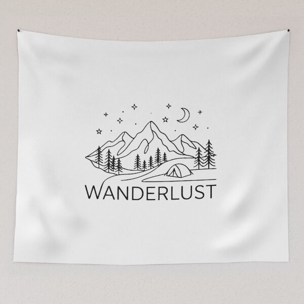 Item preview, Wanderlust Mountain Camping Line Art Nature Adventure designed and sold by Pyt27.
