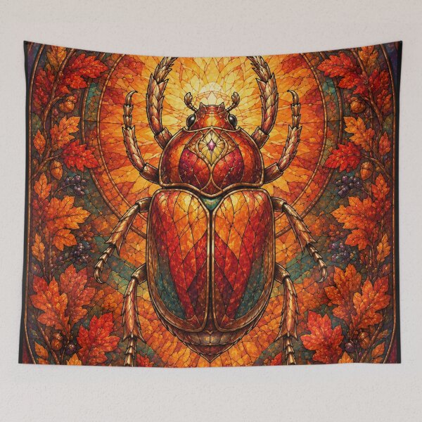 Item preview, The Autumn Scarab – A flamboyant stained-glass jewel designed and sold by Pixel Sakura Gallery.