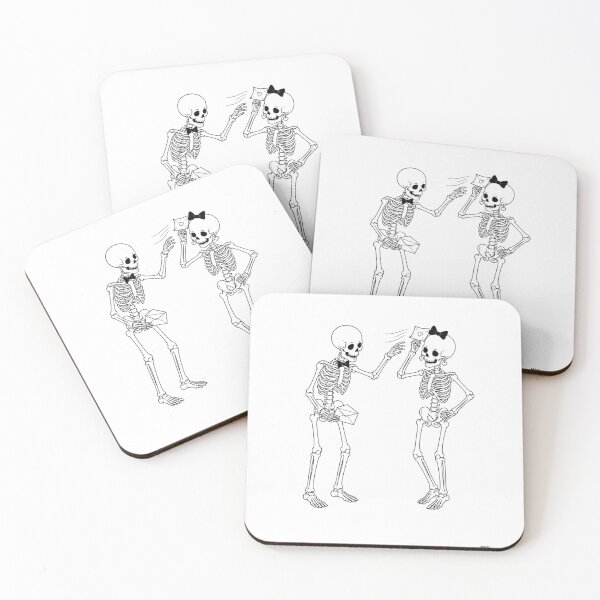 Item preview, Skeleton Couple Exchanging Love Letters designed and sold by Qenlo.