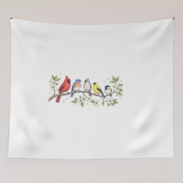 Item preview, Colorful Birds and White Blossoms designed and sold by Tee Studio.