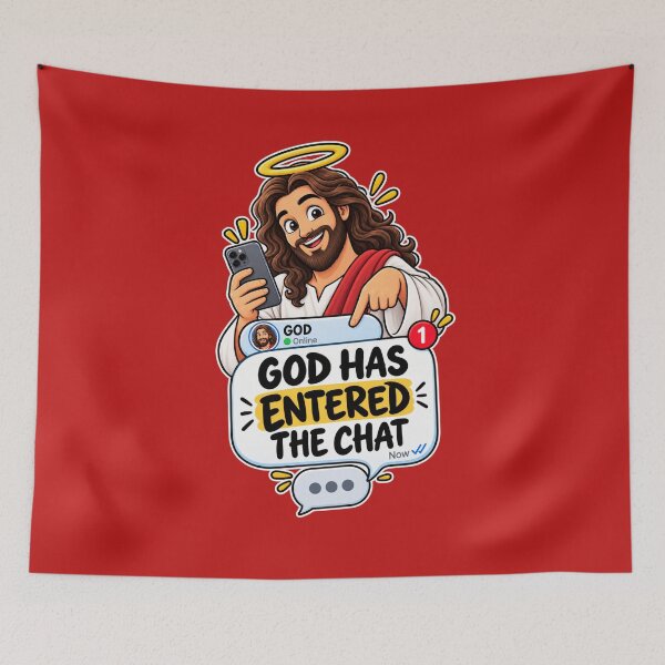 Item preview, God Has Entered the Chat Funny Christian Meme Sticker – Religious Humor, Faith Joke, Jesus Chat Message Design designed and sold by StickyDelights.