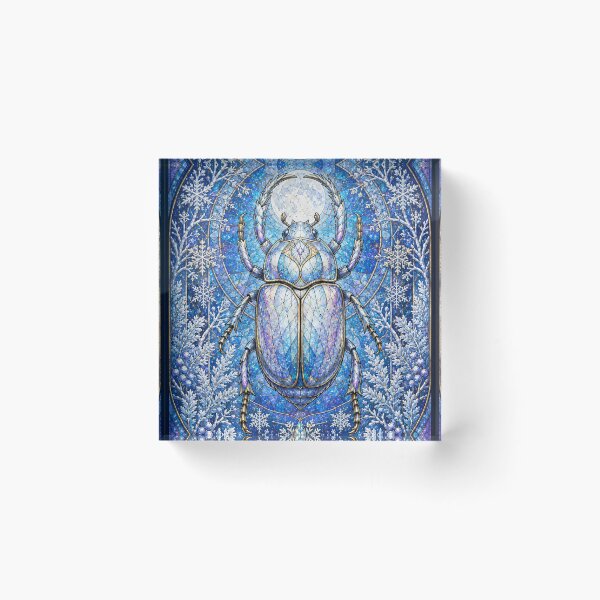 Item preview, The Winter Scarab – A stained-glass ice jewel designed and sold by Pixel Otaku Gallery.