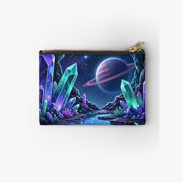 Item preview, Glowing Crystal Cave Ringed Planet Cosmic Landscape designed and sold by Herodestroyer.