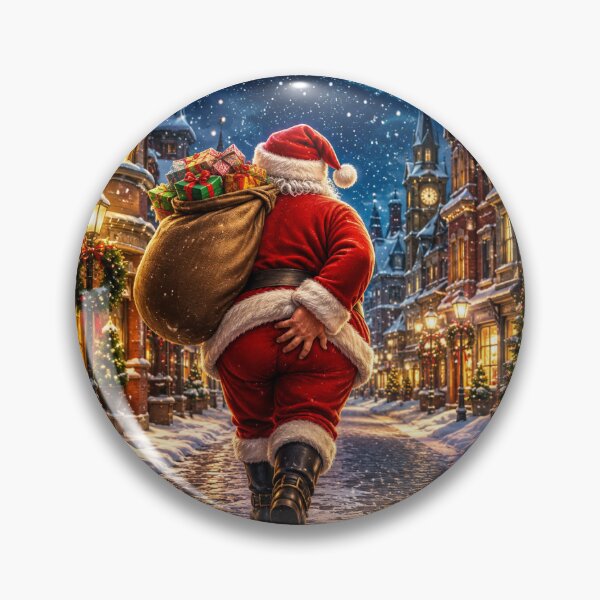 Item preview, Santa's Christmas Butt Scratch – Funny Christmas Snowy Night designed and sold by mayatA-rt.