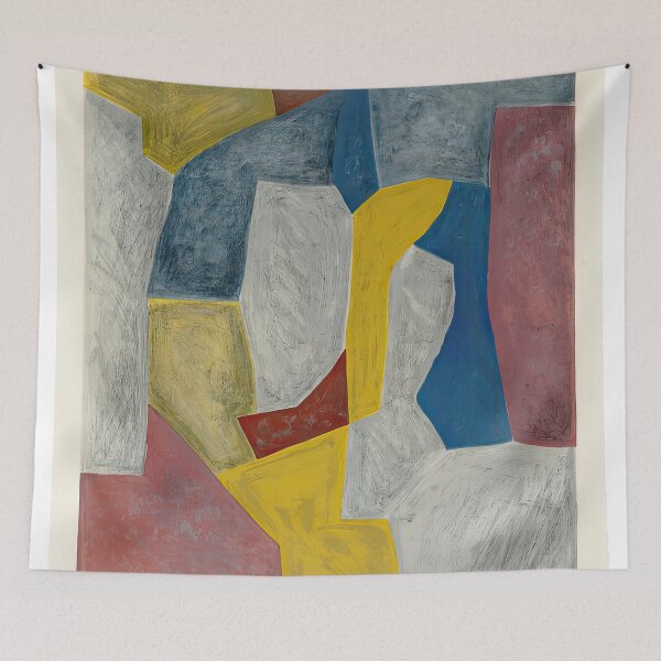 Item preview, Serge Poliakoff, carmine yellow gray and blue composition designed and sold by DavidSrna.