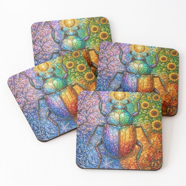 Item preview, The Scarab of the Four Seasons – A Living Jewel in Stained Glass designed and sold by Pixel Sakura Gallery.