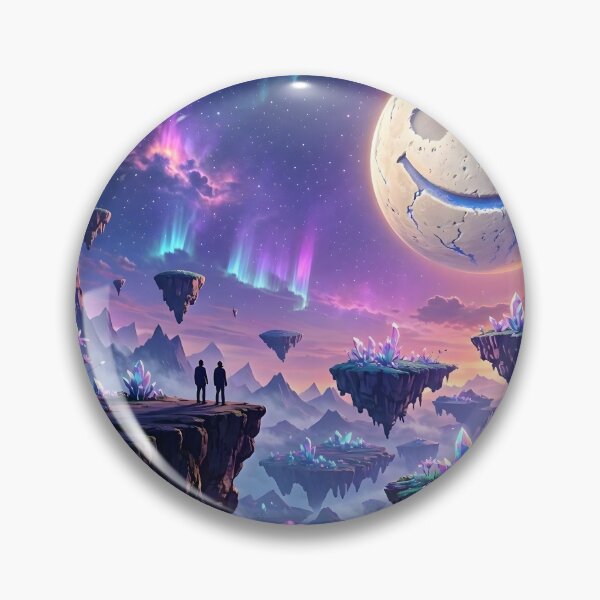 Item preview, Smiley Moon Floating Islands Fantasy Cosmic Landscape designed and sold by Herodestroyer.