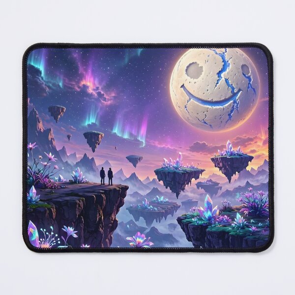 Item preview, Smiley Moon Floating Islands Fantasy Cosmic Landscape designed and sold by Herodestroyer.