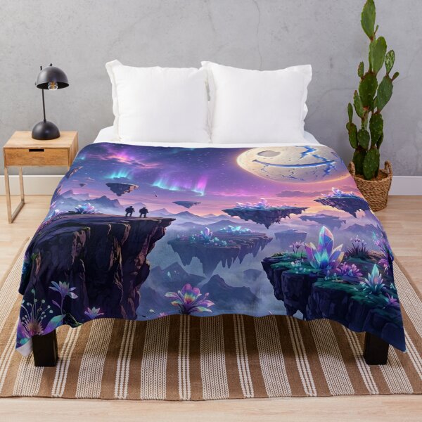 Item preview, Smiley Moon Floating Islands Fantasy Cosmic Landscape designed and sold by Herodestroyer.
