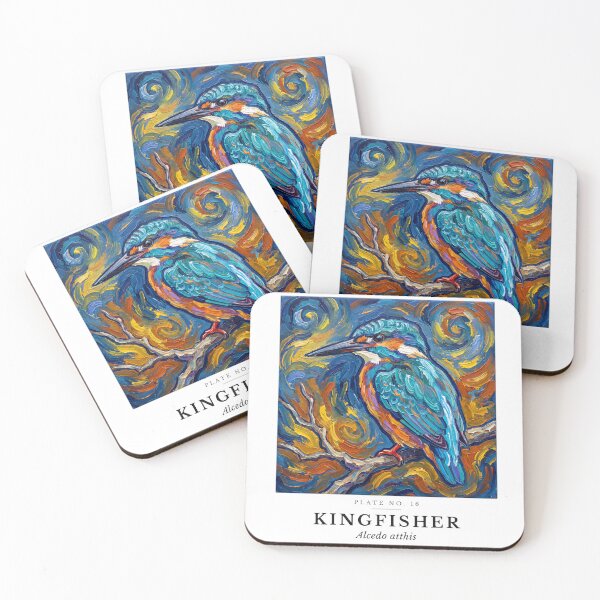 Item preview, Kingfisher Impasto Bird Painting - Post-Impressionist Art designed and sold by SavannahMerch.