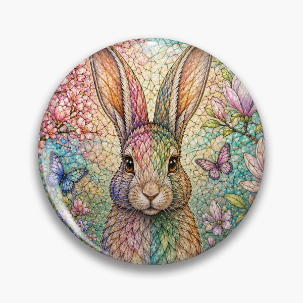 Item preview, The Spring Rabbit – Floral Messenger in Stained Glass designed and sold by Pixel Sakura Gallery.
